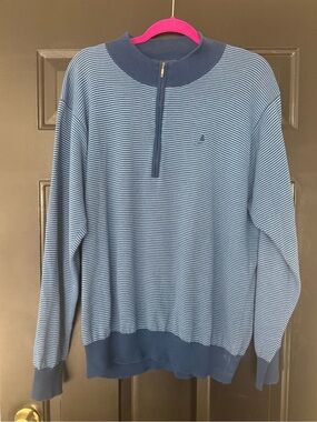 Turtleson blue striped 1/4 zip lightweight sweater XL